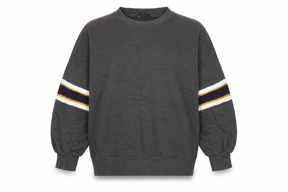 Marks & Spencer Women Black UK 14 Pullover Sweatshirt Striped Sleeves