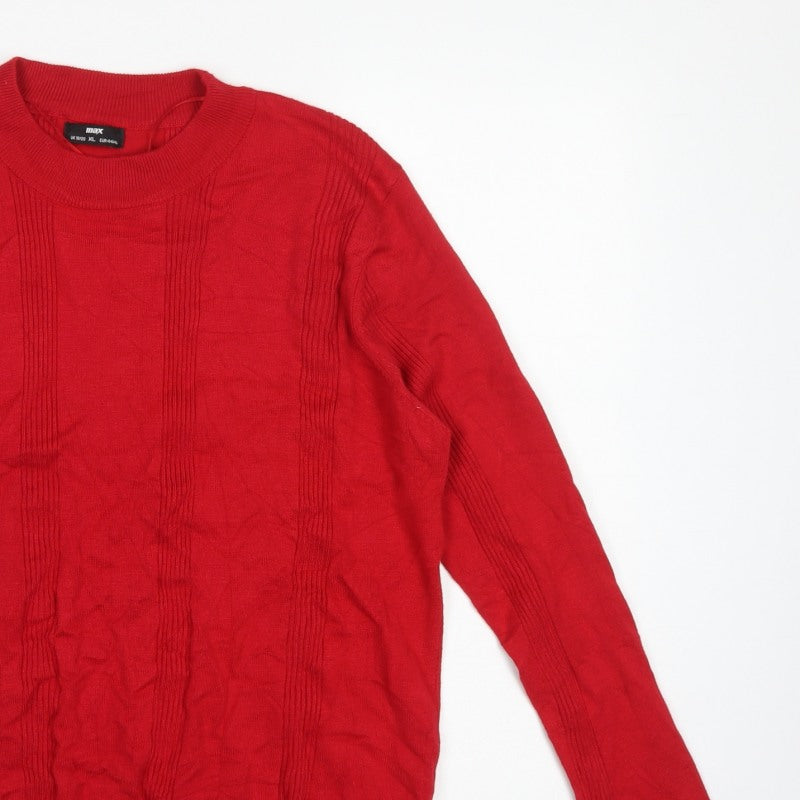 Max Women’s Red UK 20 Crew Neck Long Sleeve Textured Knit Jumper