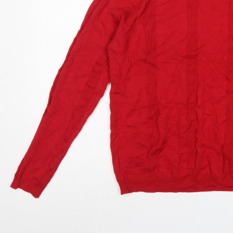 Max Women’s Red UK 20 Crew Neck Long Sleeve Textured Knit Jumper