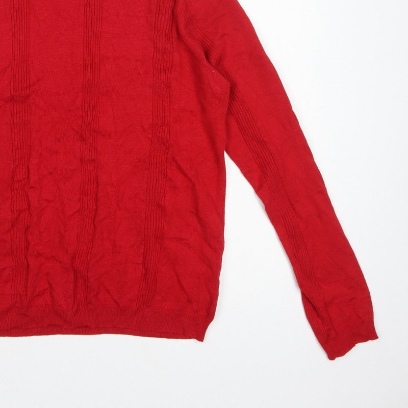 Max Women’s Red UK 20 Crew Neck Long Sleeve Textured Knit Jumper