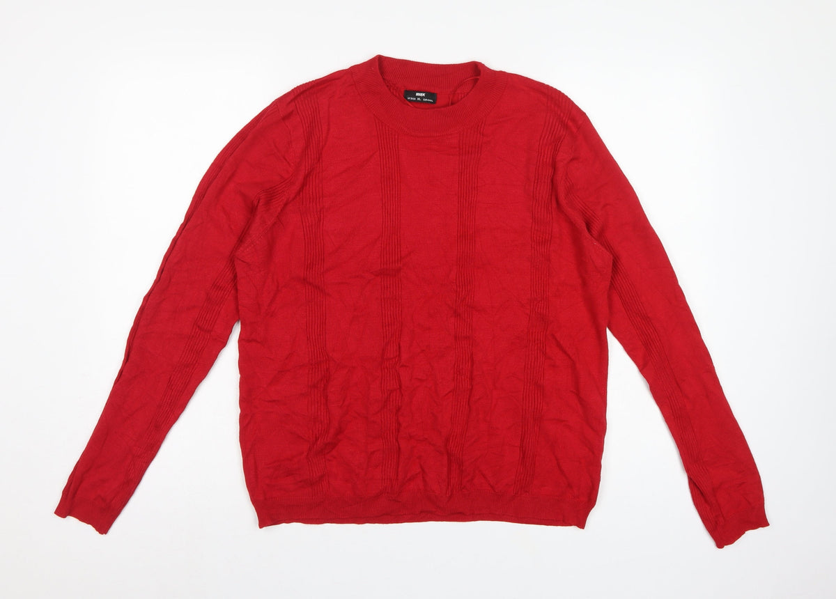 Max Women’s Red UK 20 Crew Neck Long Sleeve Textured Knit Jumper