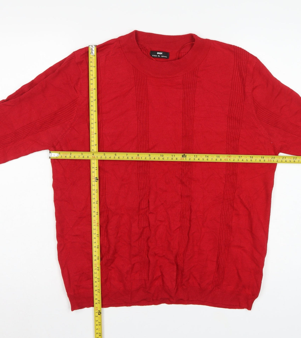 Max Women’s Red UK 20 Crew Neck Long Sleeve Textured Knit Jumper