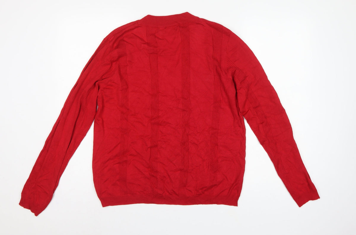 Max Women’s Red UK 20 Crew Neck Long Sleeve Textured Knit Jumper