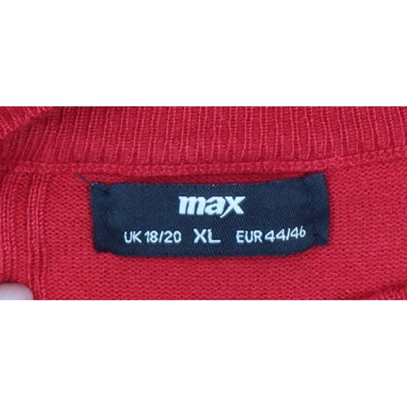 Max Women’s Red UK 20 Crew Neck Long Sleeve Textured Knit Jumper