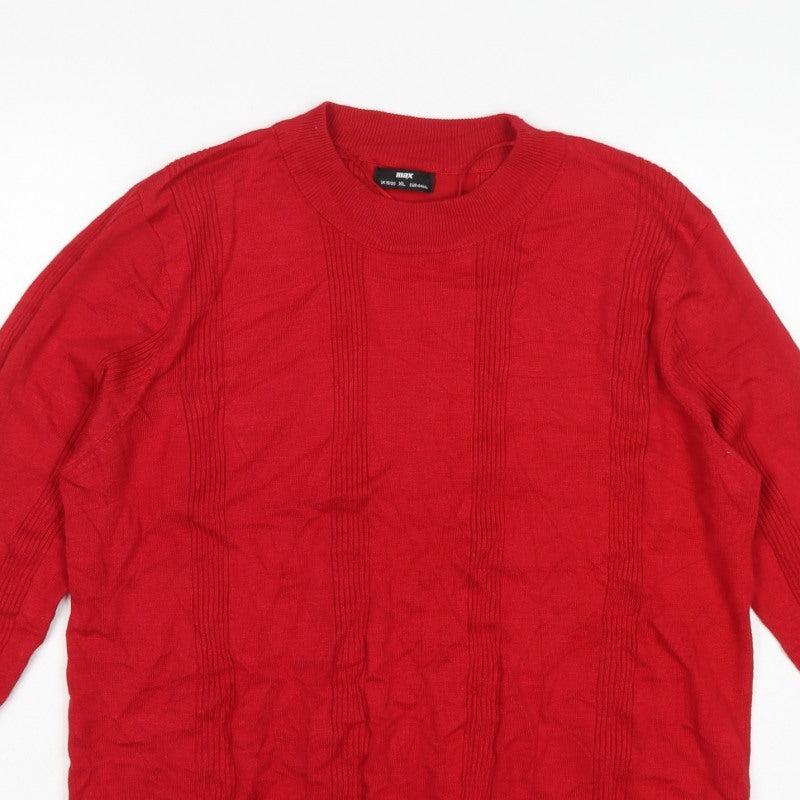 Max Women’s Red UK 20 Crew Neck Long Sleeve Textured Knit Jumper