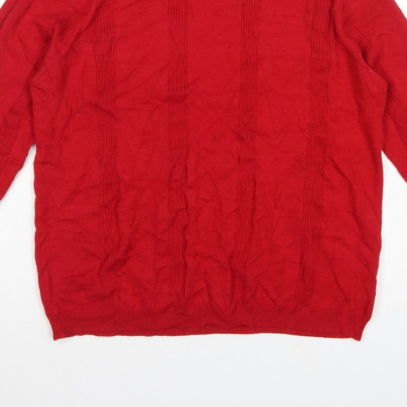 Max Women’s Red UK 20 Crew Neck Long Sleeve Textured Knit Jumper