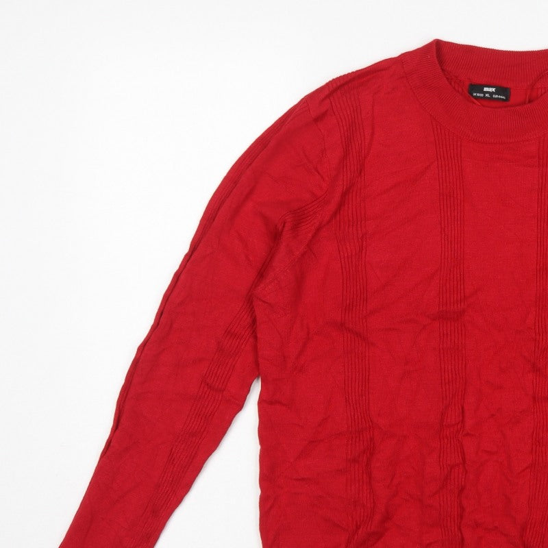 Max Women’s Red UK 20 Crew Neck Long Sleeve Textured Knit Jumper
