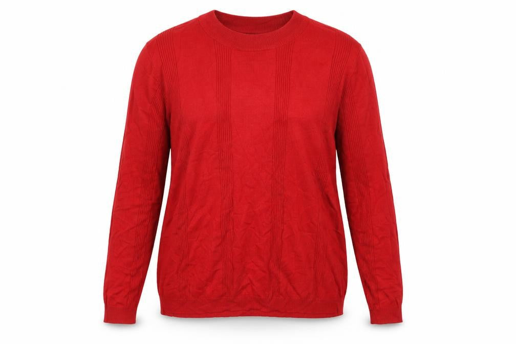 Max Women’s Red UK 20 Crew Neck Long Sleeve Textured Knit Jumper