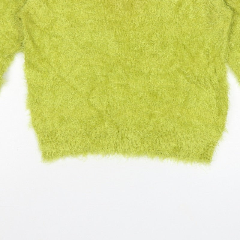 Topshop Women Yellow Fluffy Knit Pullover Jumper UK 12 Long Sleeve
