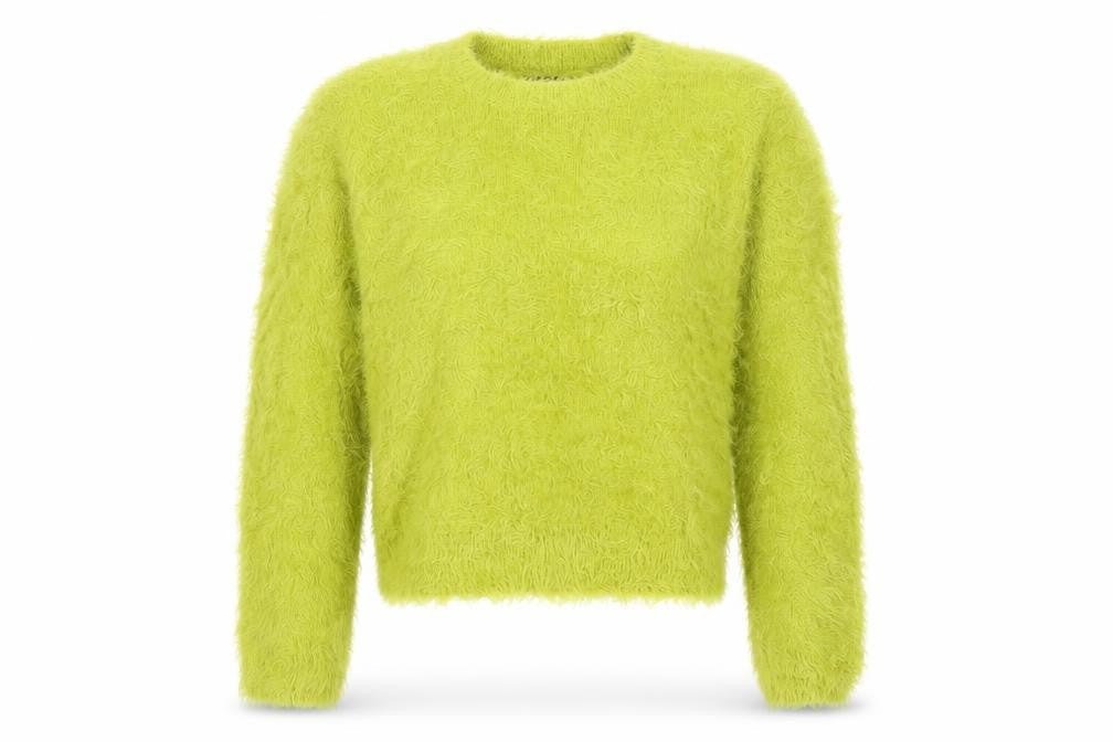 Topshop Women Yellow Fluffy Knit Pullover Jumper UK 12 Long Sleeve