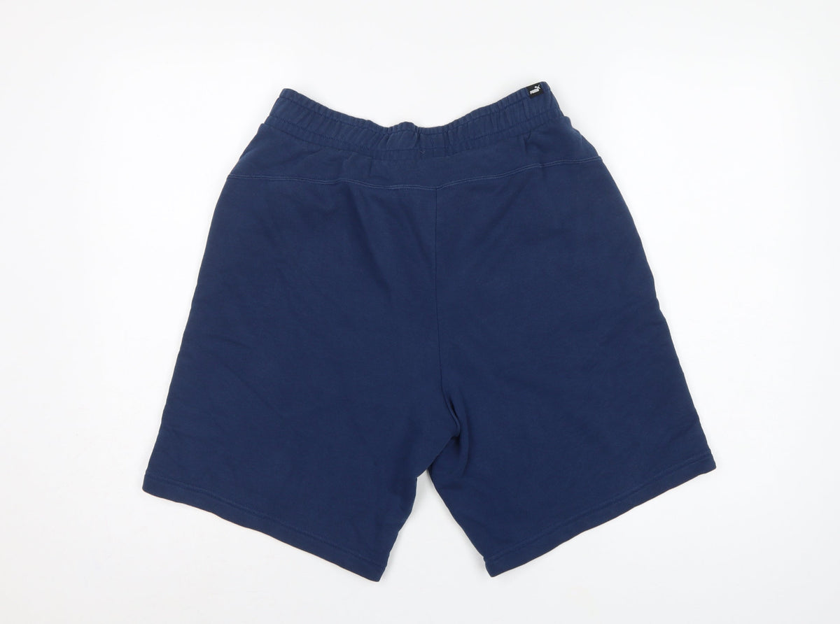 Puma Men’s Blue M Sweat Shorts Elastic Waist Logo Pockets