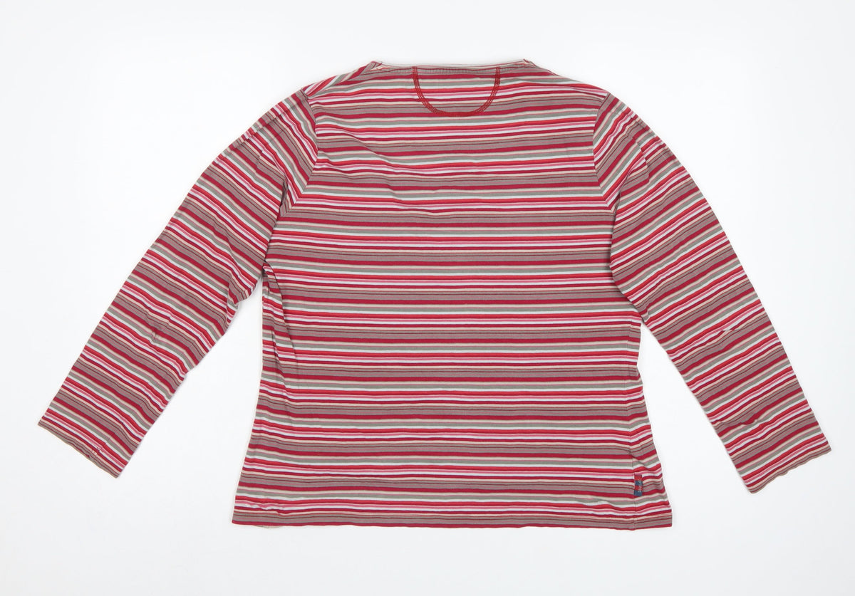 Seasalt Women’s Multicoloured Striped V-Neck Long Sleeve Jersey Top UK 18