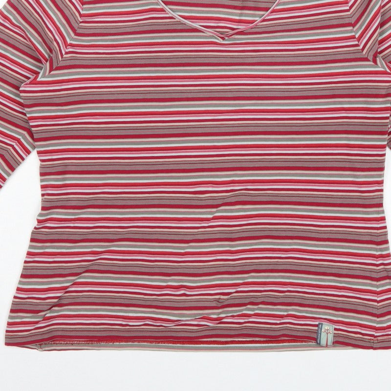 Seasalt Women’s Multicoloured Striped V-Neck Long Sleeve Jersey Top UK 18