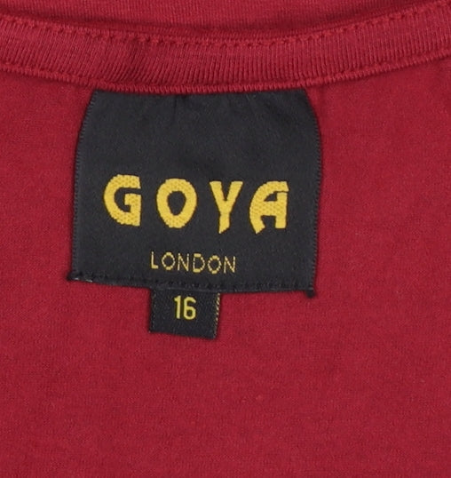 Goya London Women’s Red Size 16 Studded V-Neck Stretch Tank Top