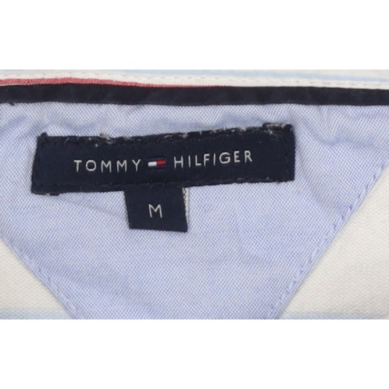 Tommy Hilfiger Women Blue White M Striped Long Sleeve Basic Polo Top