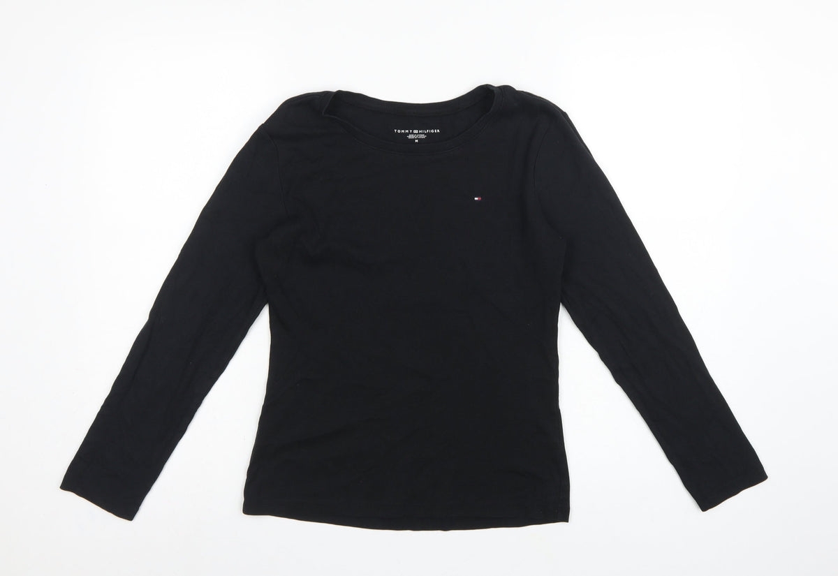 Tommy Hilfiger Women Black M Basic Long Sleeve Crew Neck T-Shirt
