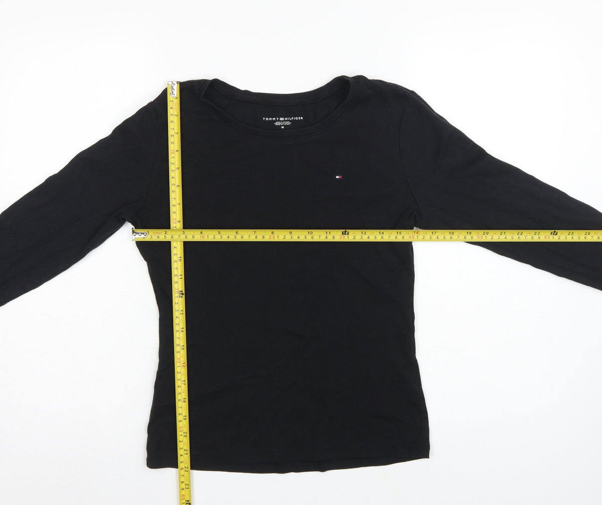 Tommy Hilfiger Women Black M Basic Long Sleeve Crew Neck T-Shirt