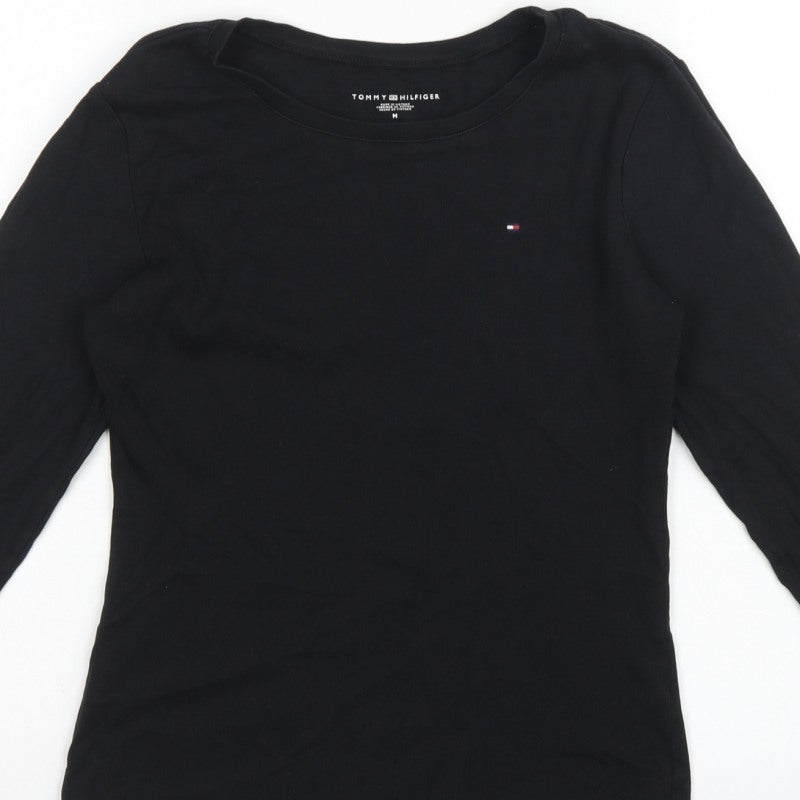 Tommy Hilfiger Women Black M Basic Long Sleeve Crew Neck T-Shirt