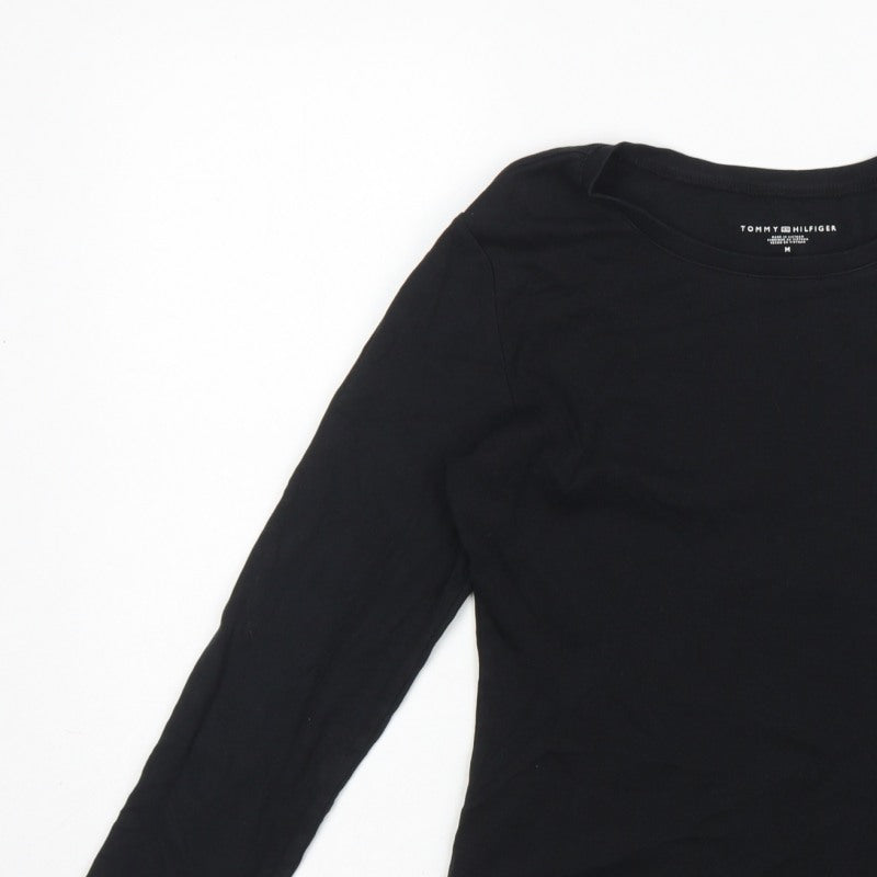 Tommy Hilfiger Women Black M Basic Long Sleeve Crew Neck T-Shirt