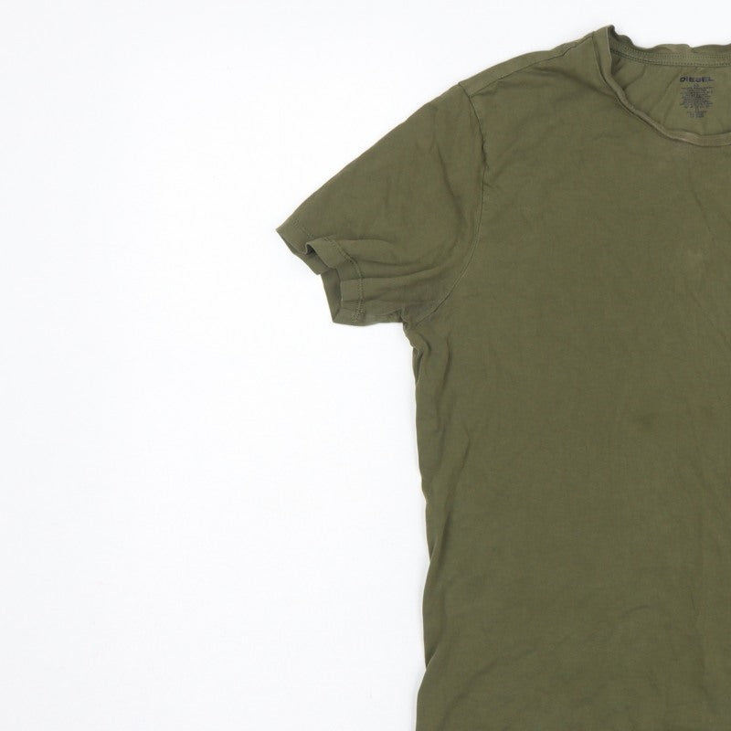 Diesel Men's Green M Logo Crew Neck Short Sleeve Cotton T-Shirt