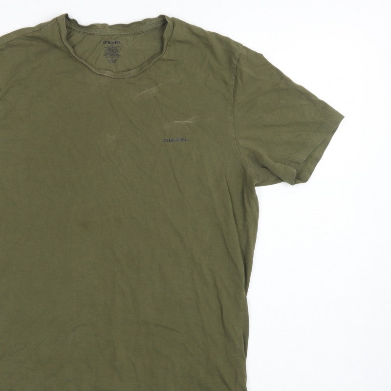Diesel Men's Green M Logo Crew Neck Short Sleeve Cotton T-Shirt