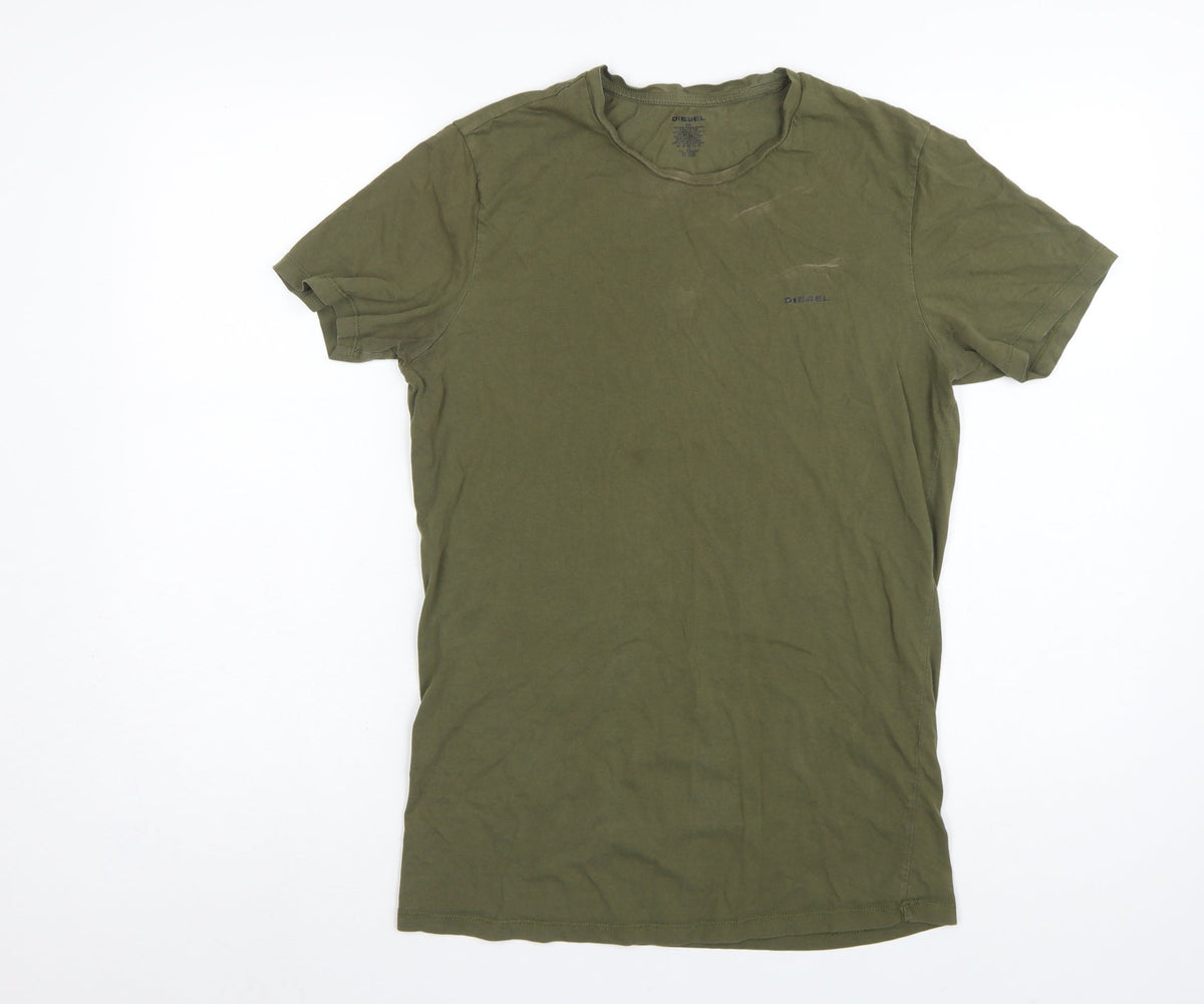 Diesel Men's Green M Logo Crew Neck Short Sleeve Cotton T-Shirt