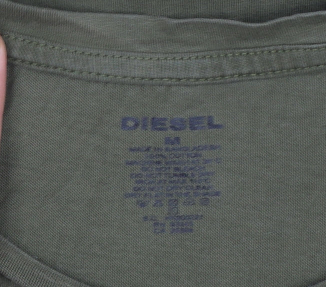 Diesel Men's Green M Logo Crew Neck Short Sleeve Cotton T-Shirt