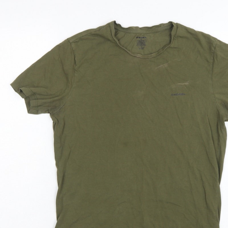 Diesel Men's Green M Logo Crew Neck Short Sleeve Cotton T-Shirt