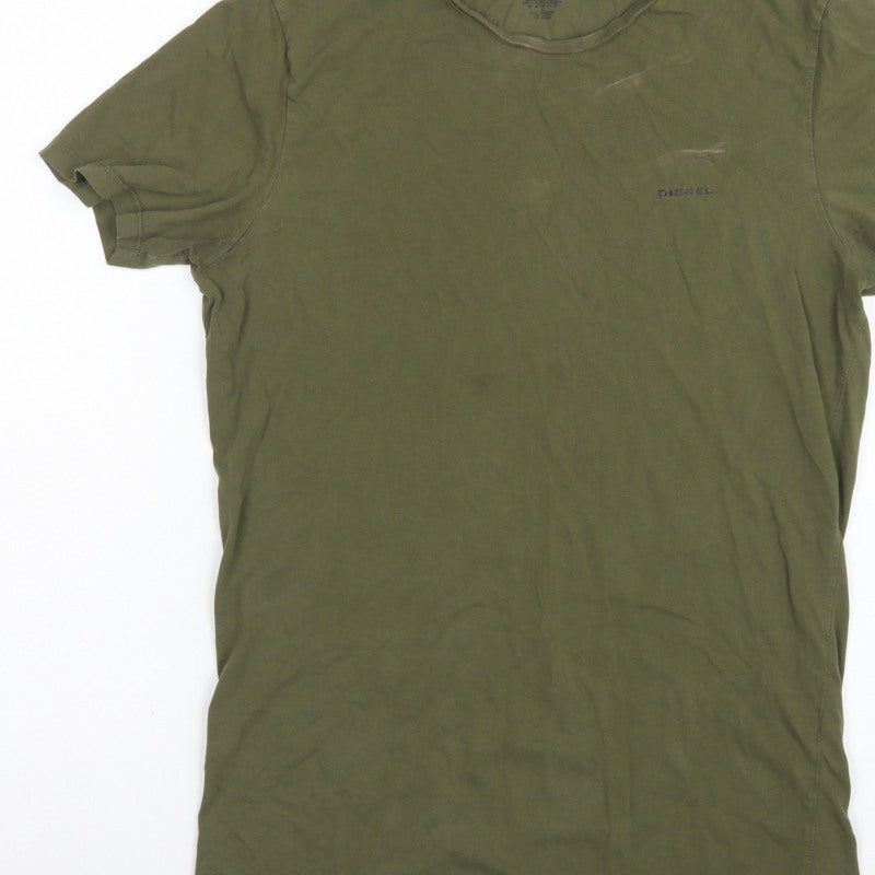 Diesel Men's Green M Logo Crew Neck Short Sleeve Cotton T-Shirt