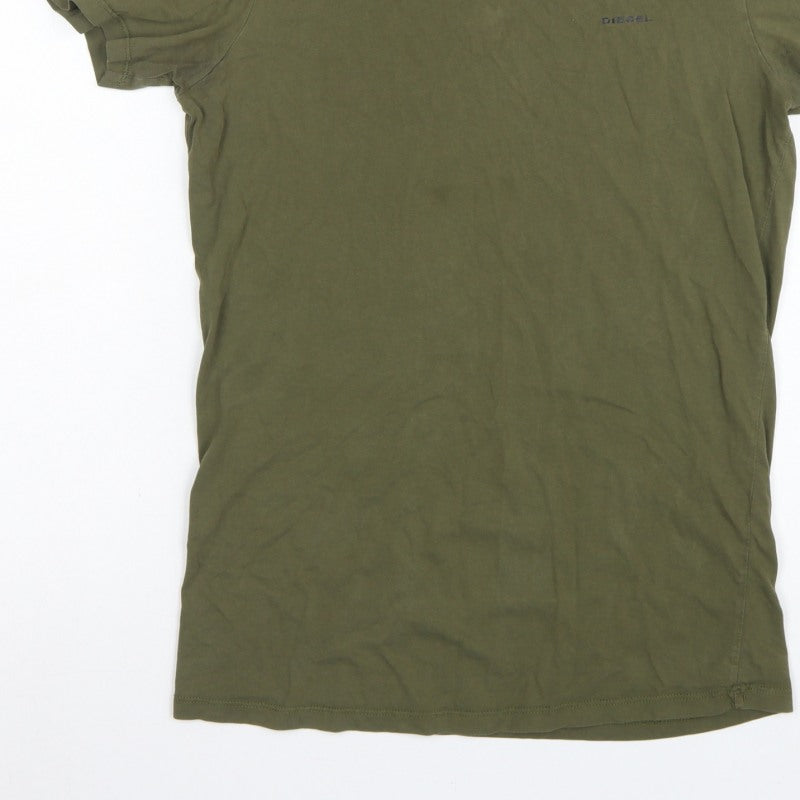 Diesel Men's Green M Logo Crew Neck Short Sleeve Cotton T-Shirt