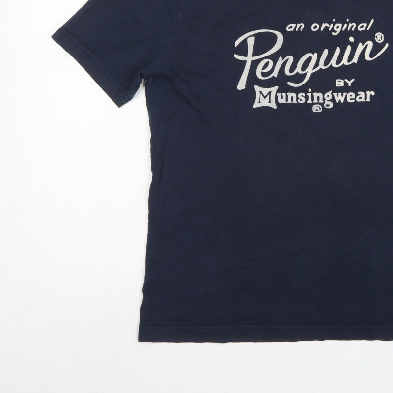 Original Penguin Men's Navy L Logo Graphic Crew Neck T-Shirt