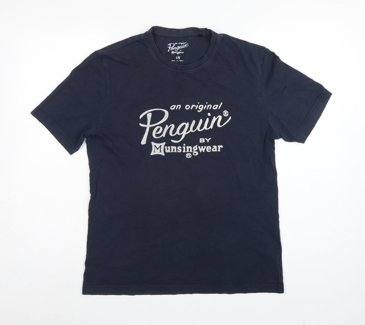 Original Penguin Men's Navy L Logo Graphic Crew Neck T-Shirt
