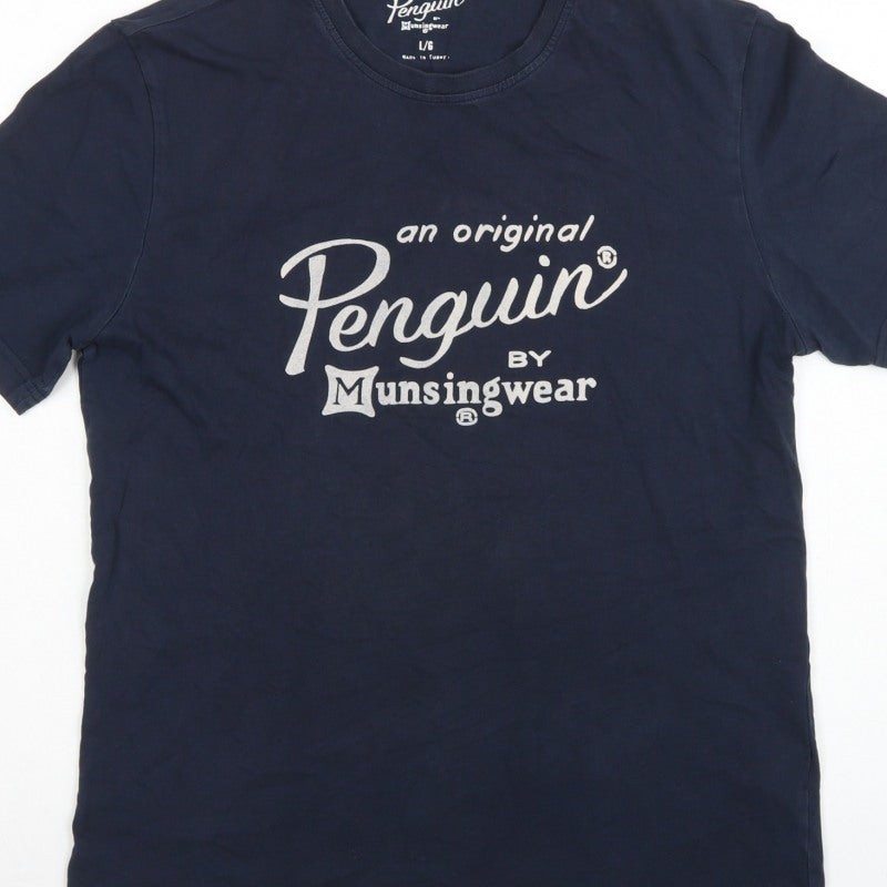 Original Penguin Men's Navy L Logo Graphic Crew Neck T-Shirt