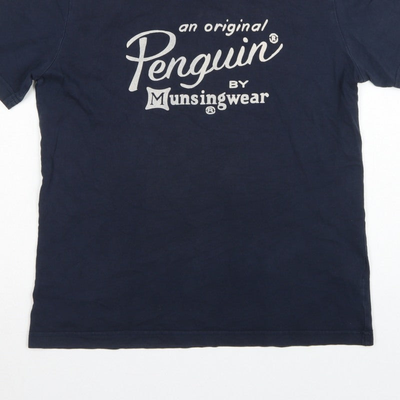 Original Penguin Men's Navy L Logo Graphic Crew Neck T-Shirt