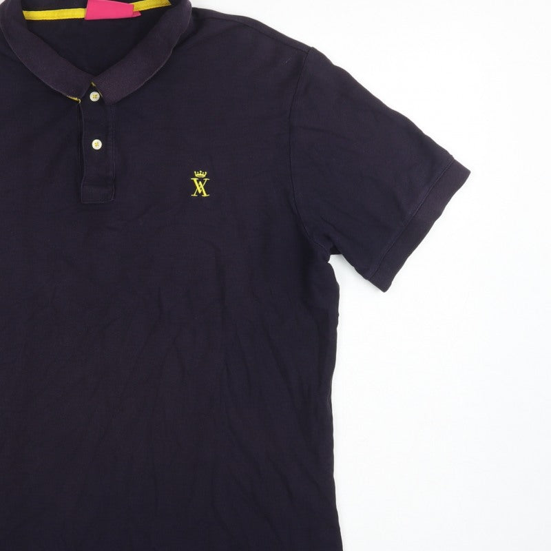 Vicomte A. Men's Blue L Cotton Polo Shirt Embroidered Logo