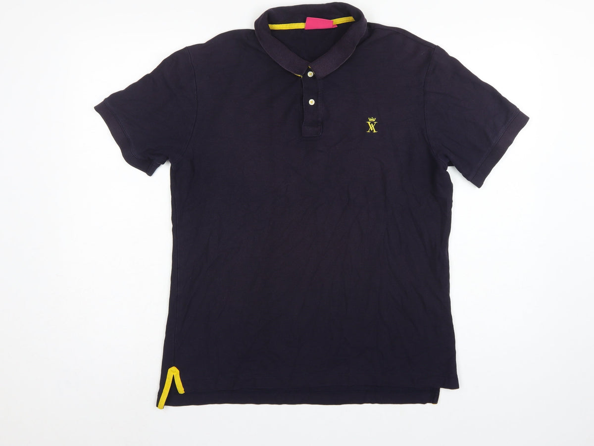 Vicomte A. Men's Blue L Cotton Polo Shirt Embroidered Logo