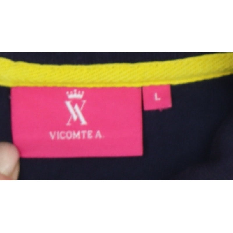 Vicomte A. Men's Blue L Cotton Polo Shirt Embroidered Logo
