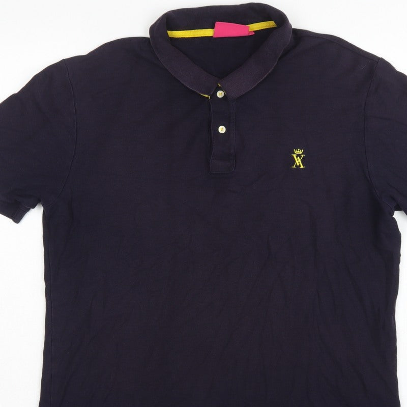 Vicomte A. Men's Blue L Cotton Polo Shirt Embroidered Logo