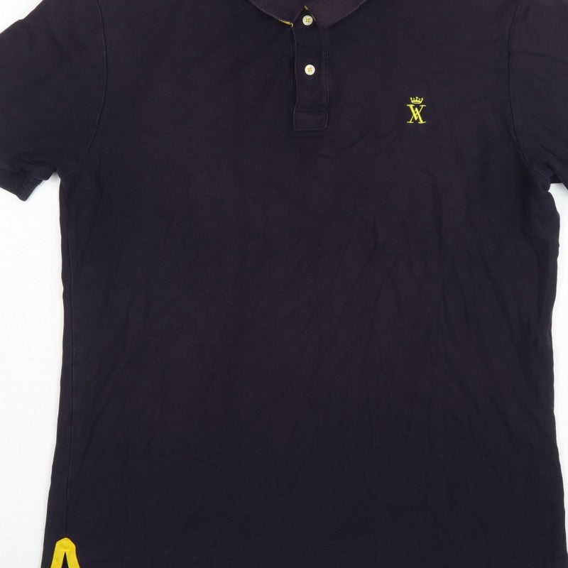 Vicomte A. Men's Blue L Cotton Polo Shirt Embroidered Logo