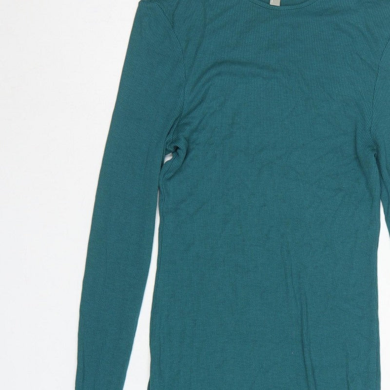ASOS Women Green UK 12 Bodycon Knee Length Ribbed Flare Sleeve Dress