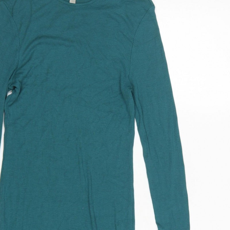 ASOS Women Green UK 12 Bodycon Knee Length Ribbed Flare Sleeve Dress