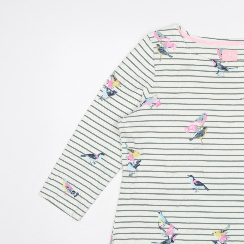 Joules Women’s Multicoloured Bird Stripe Cotton Long Sleeve T-Shirt UK 18
