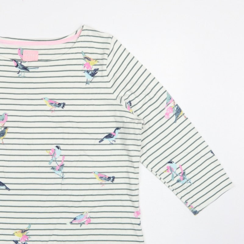 Joules Women’s Multicoloured Bird Stripe Cotton Long Sleeve T-Shirt UK 18