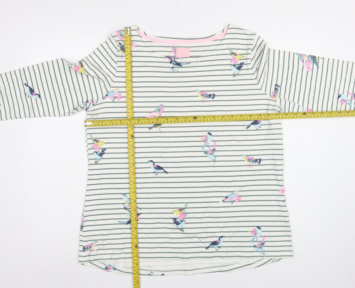 Joules Women’s Multicoloured Bird Stripe Cotton Long Sleeve T-Shirt UK 18