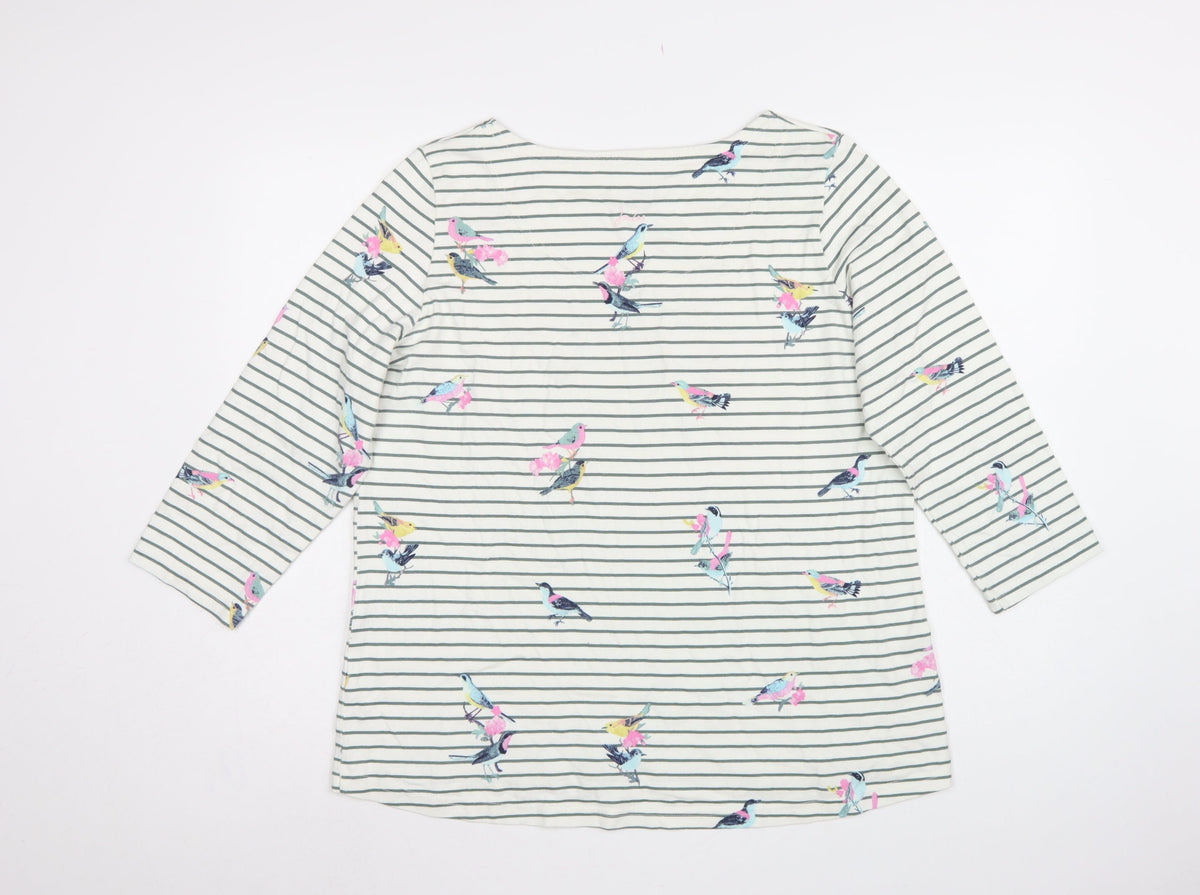 Joules Women’s Multicoloured Bird Stripe Cotton Long Sleeve T-Shirt UK 18