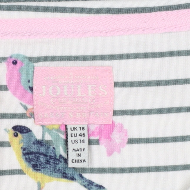 Joules Women’s Multicoloured Bird Stripe Cotton Long Sleeve T-Shirt UK 18