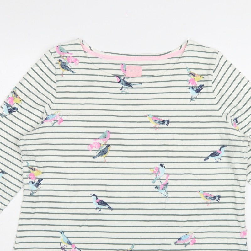 Joules Women’s Multicoloured Bird Stripe Cotton Long Sleeve T-Shirt UK 18