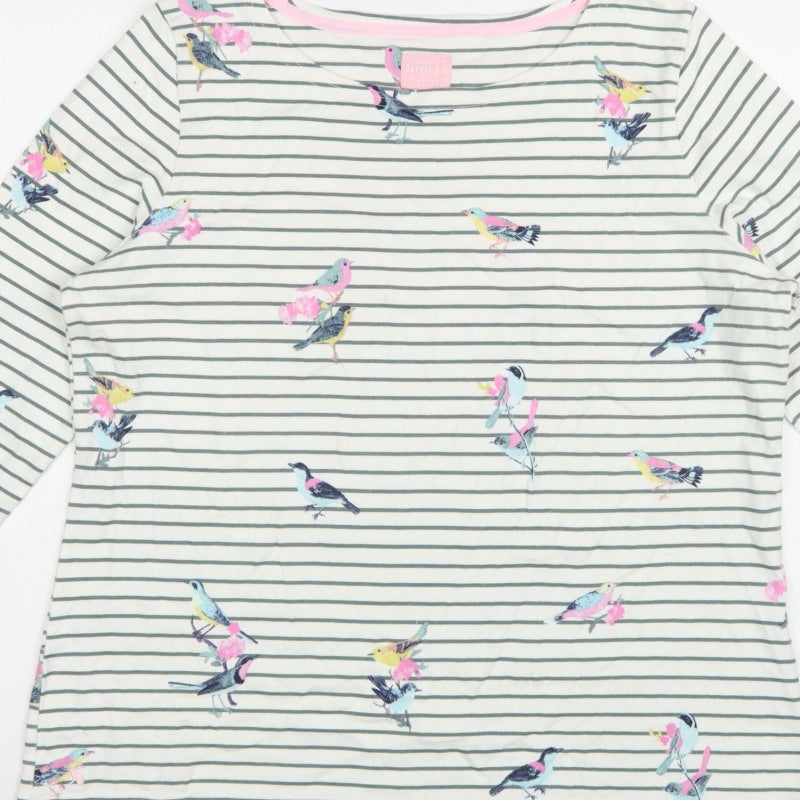Joules Women’s Multicoloured Bird Stripe Cotton Long Sleeve T-Shirt UK 18