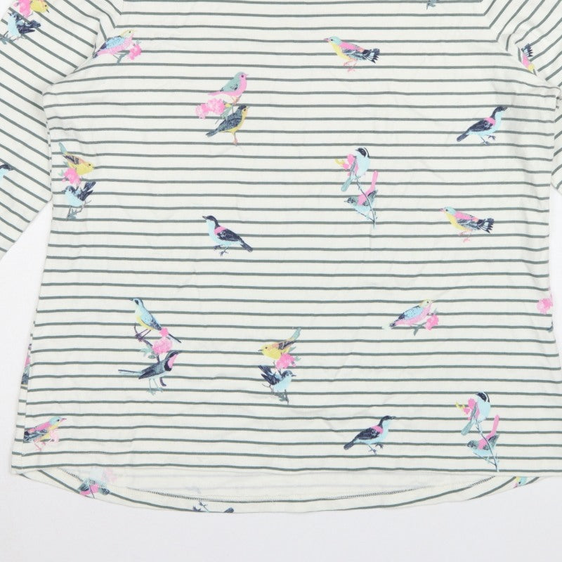 Joules Women’s Multicoloured Bird Stripe Cotton Long Sleeve T-Shirt UK 18
