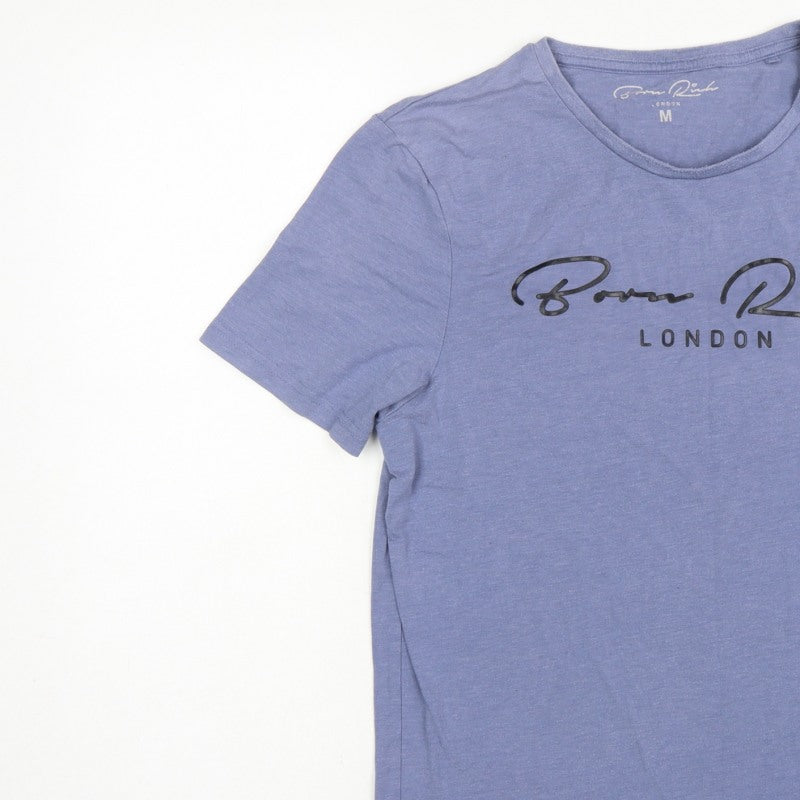 Born Rich Men’s Blue M London Logo Graphic Crew Neck T-Shirt